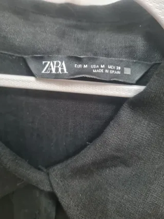 Camisa Lino Zara Negra