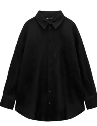 Camisa Lino Zara Negra