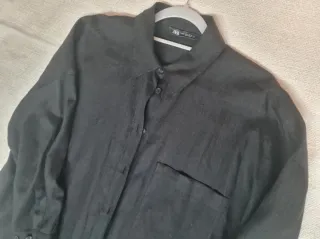 Camisa Lino Zara Negra