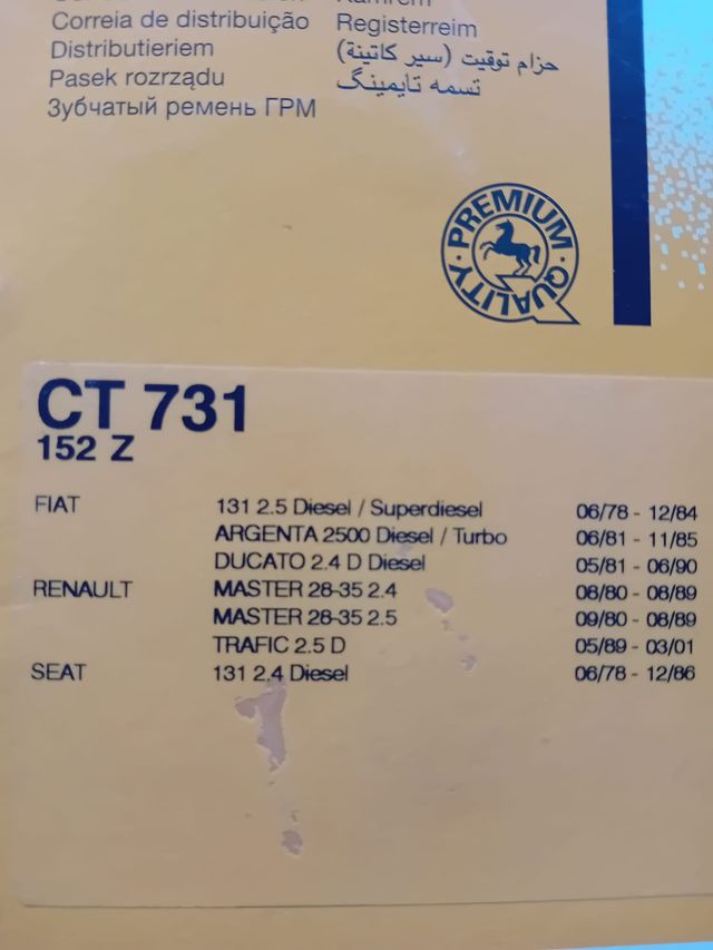 Correa Distribucion Renault o Fiat 2.4D o 2.5D