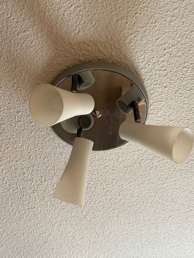 Lámpara de techo plateada y blanca