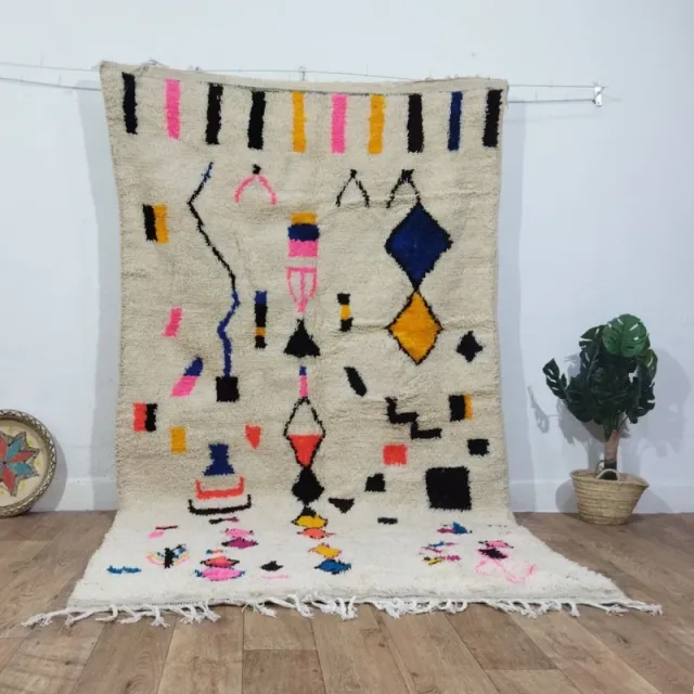 Alfombra de lana multicolor con diseño geométrico