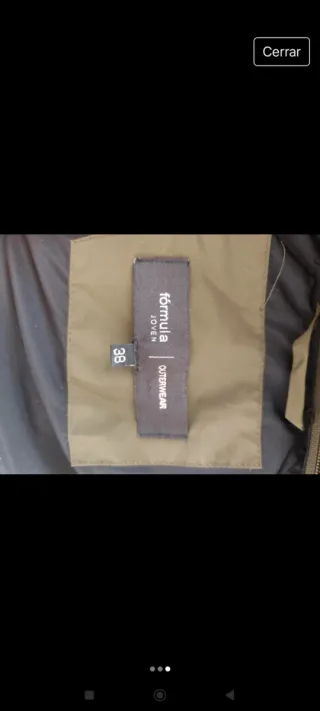 Chaquetón verde Formula Joven Talla 38