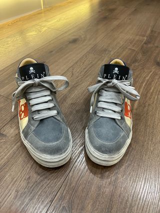 Zapatillas piel Philipp Plein grises y rojas