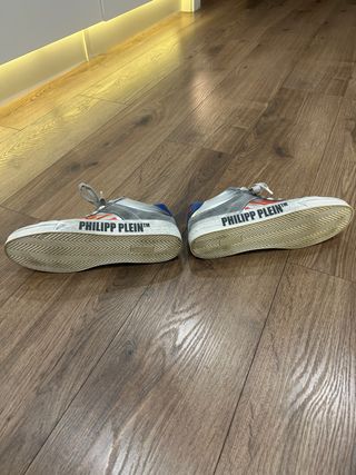 Zapatillas piel Philipp Plein grises y rojas