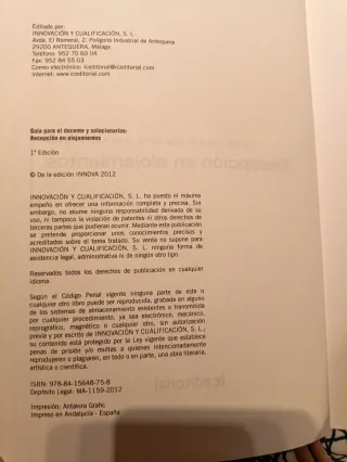 Recepción en alojamientos : guía para el docent...