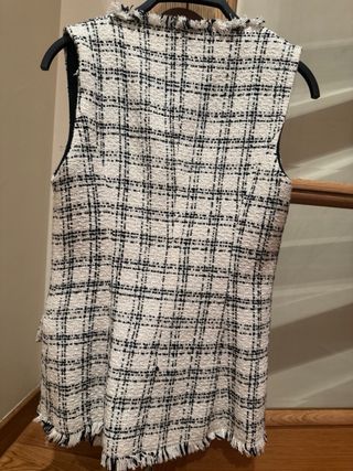 chaleco zara Tweed Negro y Blanco