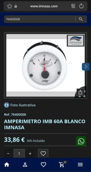 Amperímetro IMNASA 60-0-60 A Nuevo