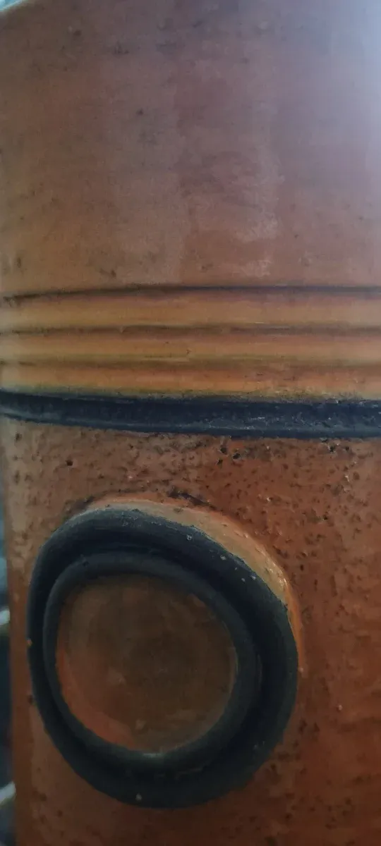 Vaso ceramica artigianale arancione e verde