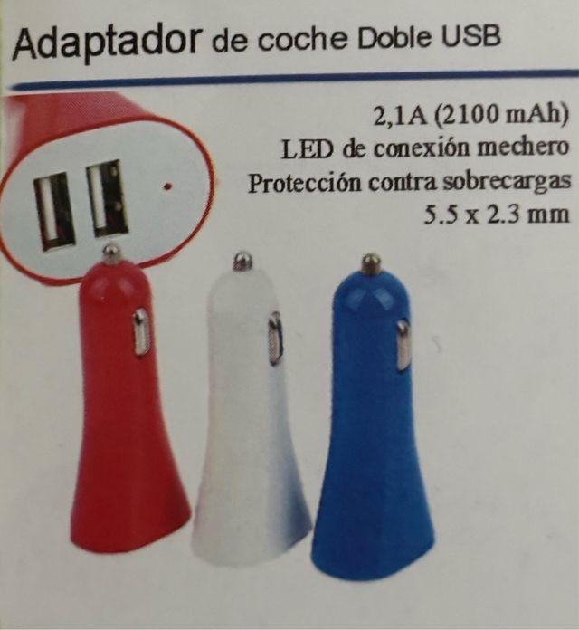 Adaptador Coche Doble USB 2.1A