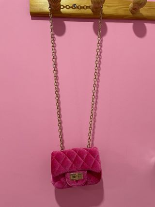 Bolso mini rosa de terciopelo