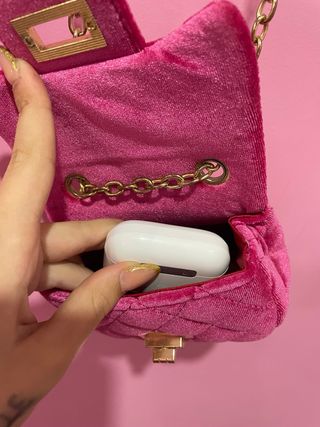 Bolso mini rosa de terciopelo