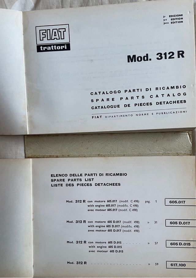 Catalogo Ricambi Fiat Trattori 312 R