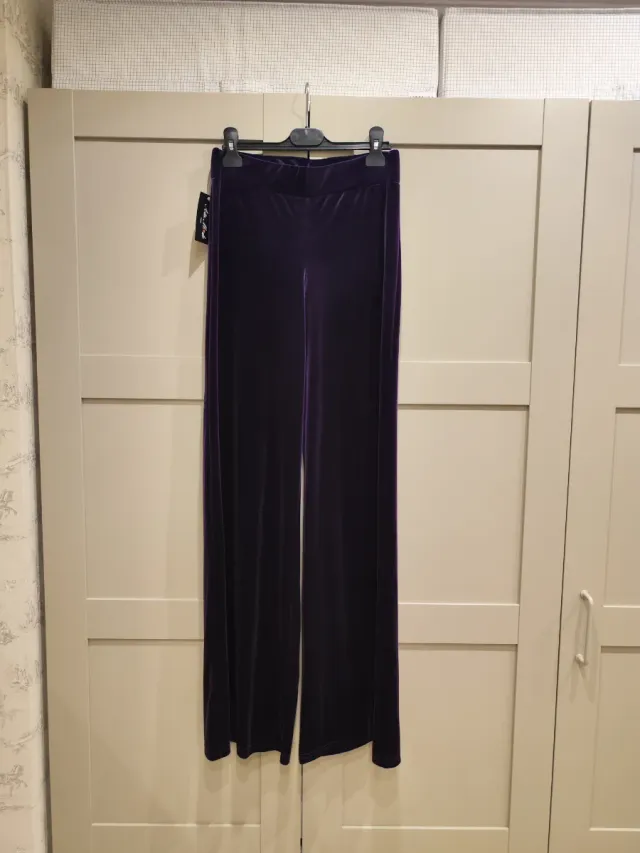 Pantalón Palazzo Terciopelo Morado