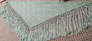 Mantoncillo Flamenco Verde Agua con Flecos