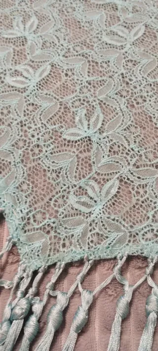 Mantoncillo Flamenco Verde Agua con Flecos