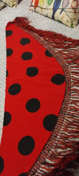 Mantoncillo Flamenco Rojo Lunares Negros
