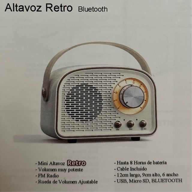 Altavoz Retro Bluetooth Beige/Gris