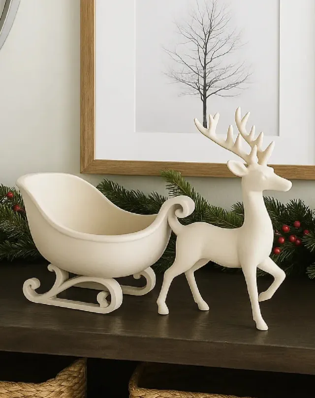 Trineo y reno decorativo Navidad