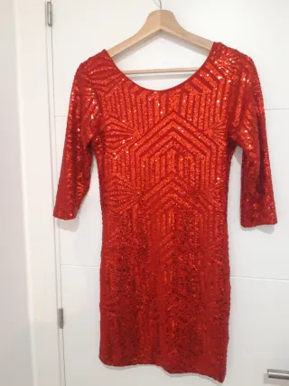 Vestido fiesta rojo lentejuelas