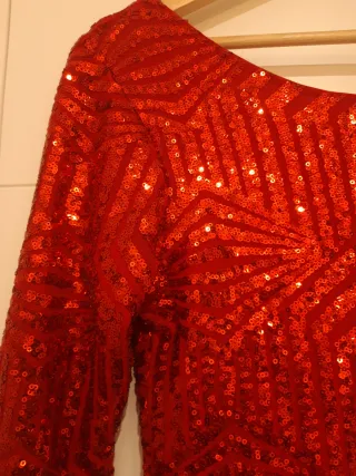 Vestido fiesta rojo lentejuelas