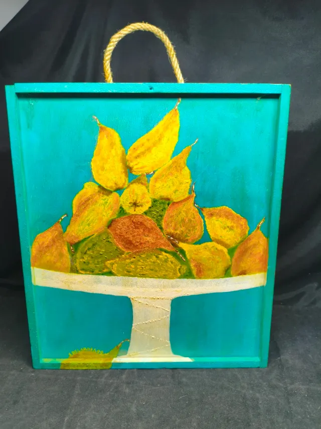 Caja pintada à mão com pintura a óleo, anos 70