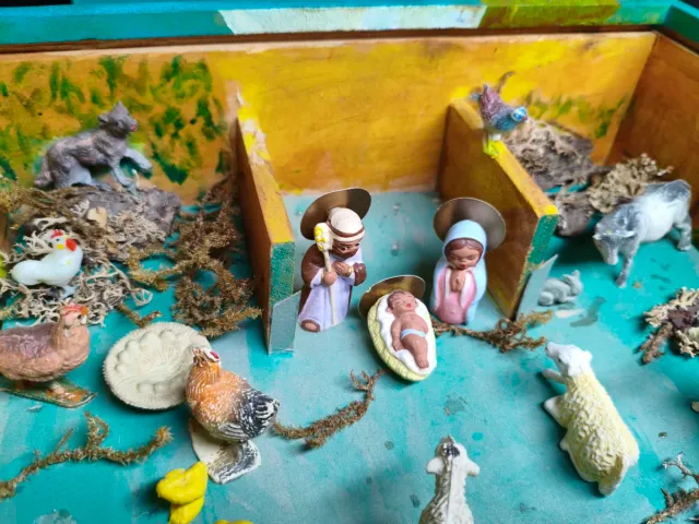 Caja pintada à mão com pintura a óleo, anos 70