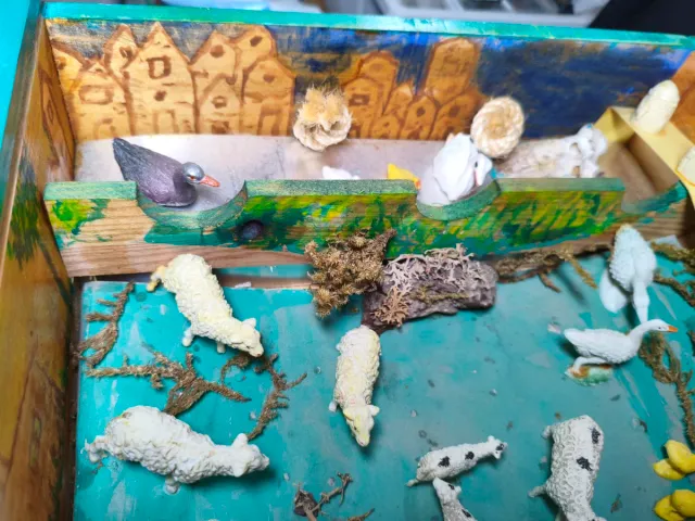 Caja pintada à mão com pintura a óleo, anos 70