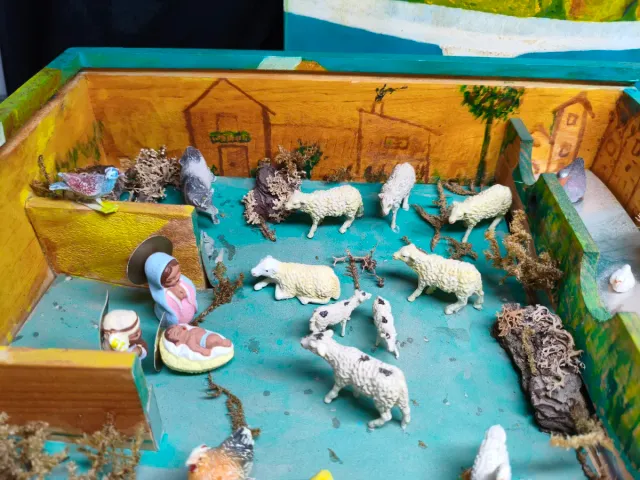 Caja pintada à mão com pintura a óleo, anos 70