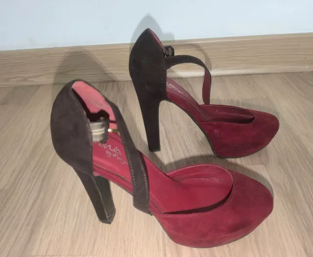 Tacones con plataforma número 39, piel de ante