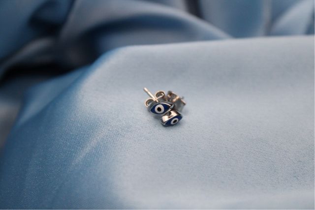 Aretes Plata .925 Ojo Turco Azul