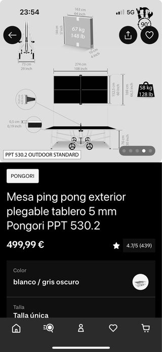 Mesa de ping pong plegable con ruedas