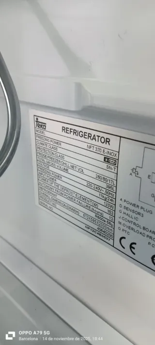 Nevera Combi Acero Inoxidable Teka no Frost A+