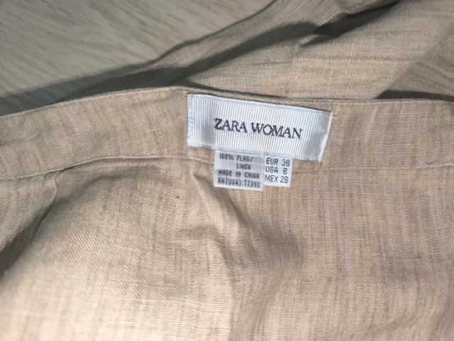 Falda Zara Woman Lino Beige Talla 38