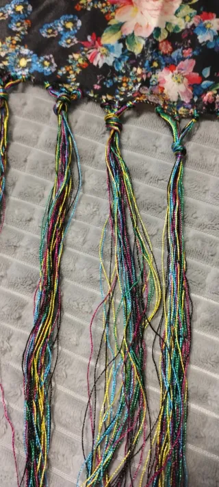 Mantoncillo Flamenco Negro Flores Multicolor