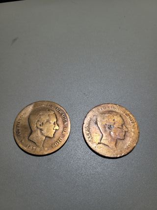 Monedas Alfonso XII de 10 centimos