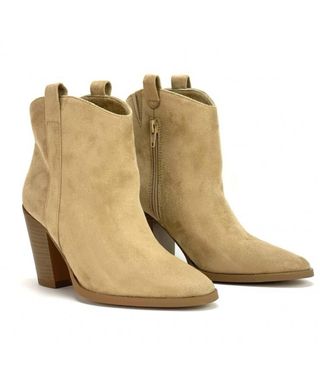 Botines tacón beige/marrón Tallas 36-39 y 41