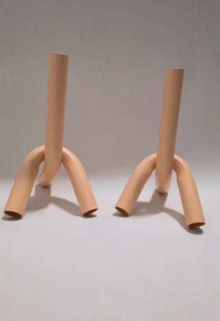 2 Candelabros metal Beige