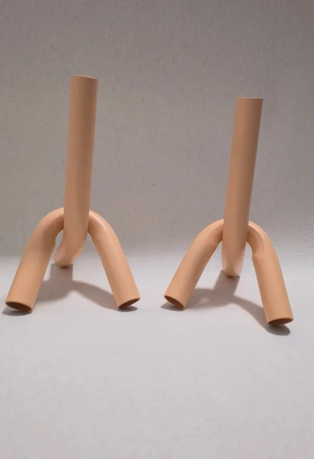 2 Candelabros metal Beige