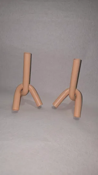 2 Candelabros metal Beige