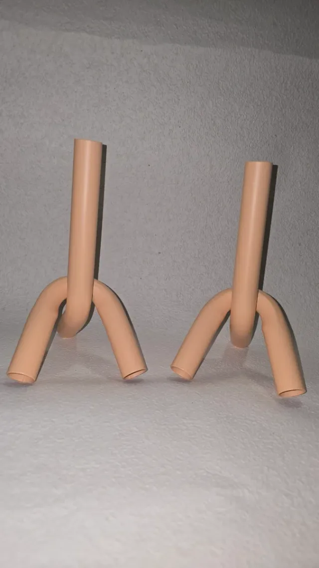 2 Candelabros metal Beige