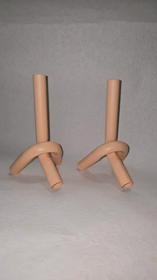 2 Candelabros metal Beige