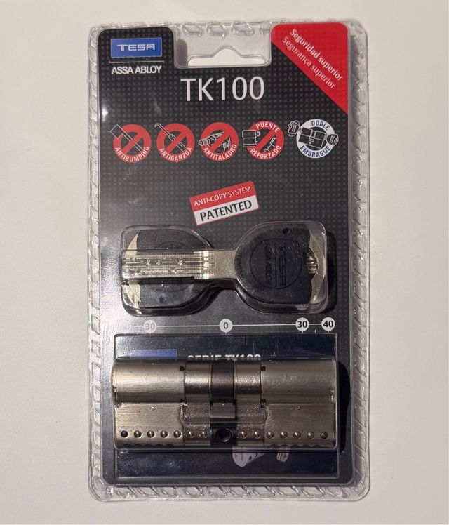 Cerradura Tesa TK100 con 5 llaves 40mm