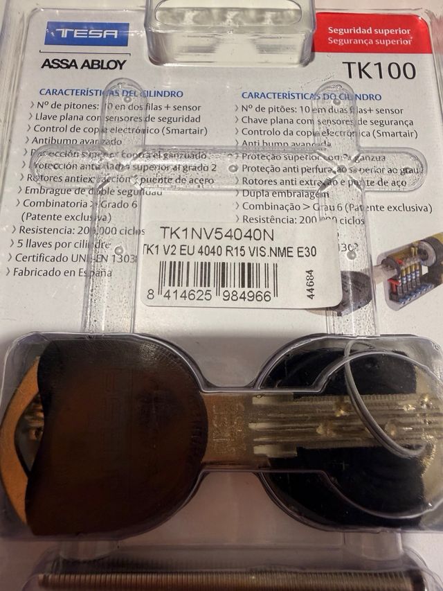 Cerradura Tesa TK100 con 5 llaves 40mm