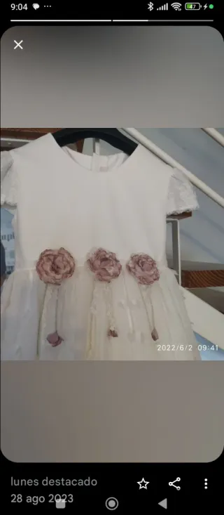 Vestido de comunión niña blanco y rosa