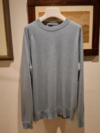 Maglia Boggi Uomo Azzurra L Cotone Cachemire