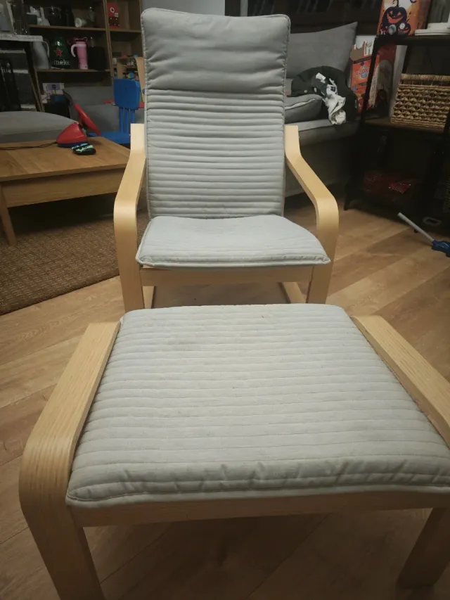 Sillón Poäng Ikea Madera y Tela Gris