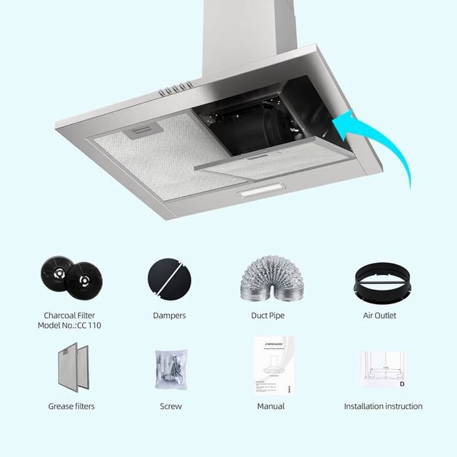 Cappotto aspirante 60cm argentato