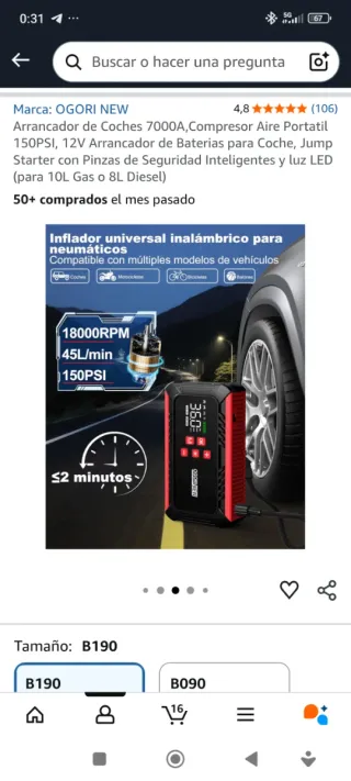 Arrancador Coche 7000A, Compresor Aire 150PSI