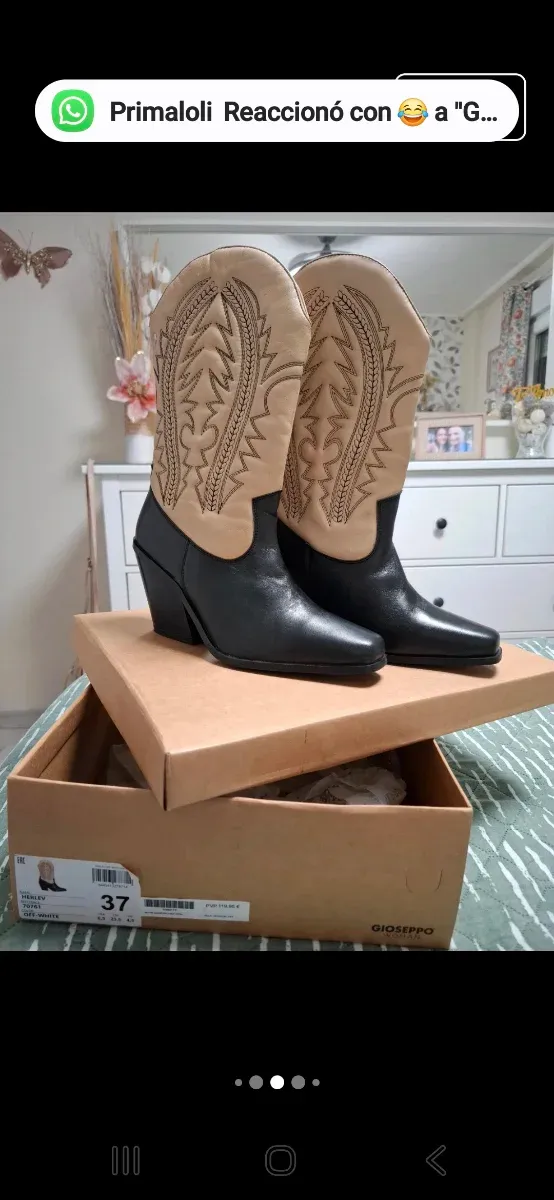 Botas cowboy Gioseppo beige y negras talla 37